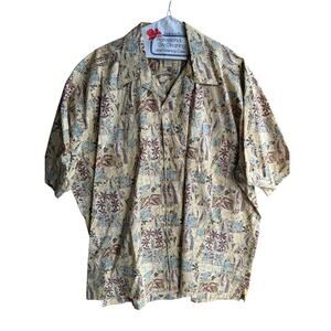 Kahala Men's Vintage 90s Hawaiian Batik Floral Aloha Beach Summer Shirt Size XXL